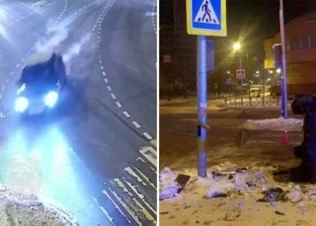 Водитель растерялся и сбежал: эффектный наезд на столб в Калининграде